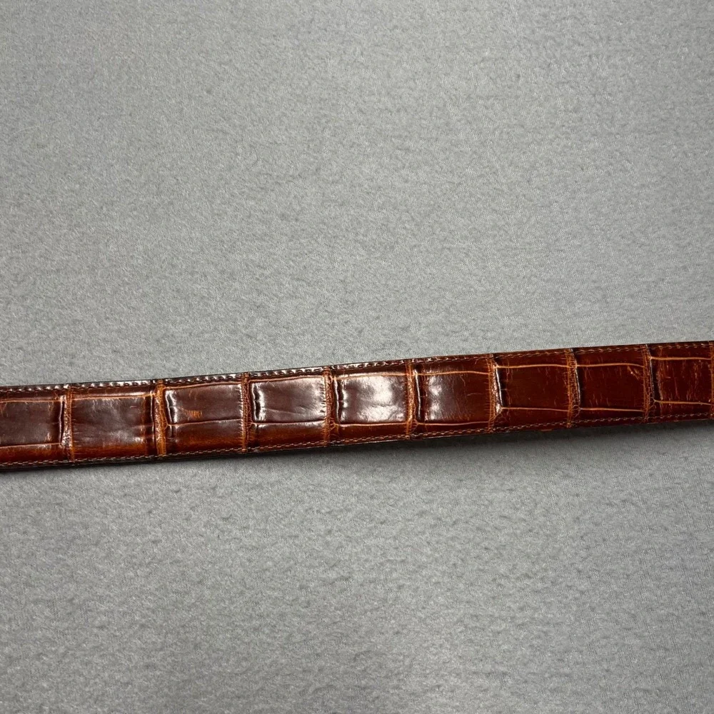Onyx‎ by Brighton Mens 36 Brown Crocodile Embossed Leather Western Belt 19407